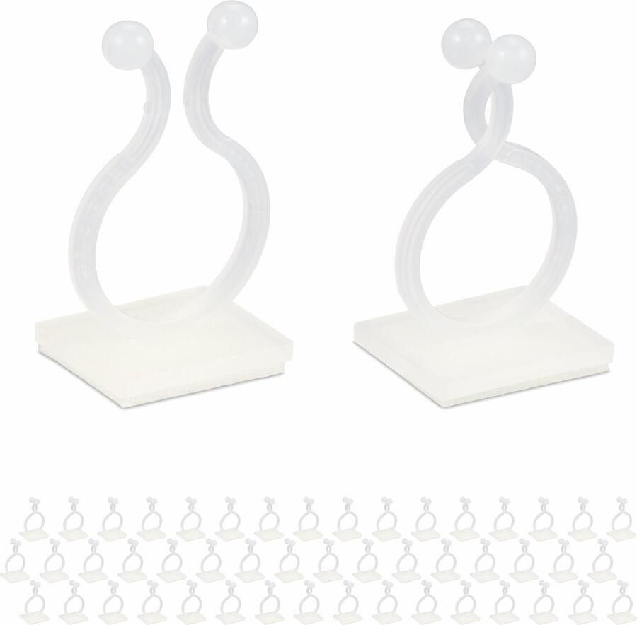Relaxdays plantenclips zelfklevend set van 240 muur plantenklemmen binnen Ø 2 cm