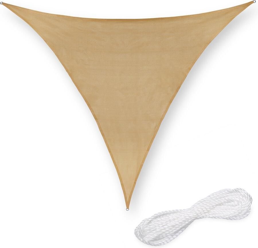Relaxdays schaduwdoek driehoekig HDPE zonnedoek concaaf verschillende groottes beige 2 x 2 x 2 m