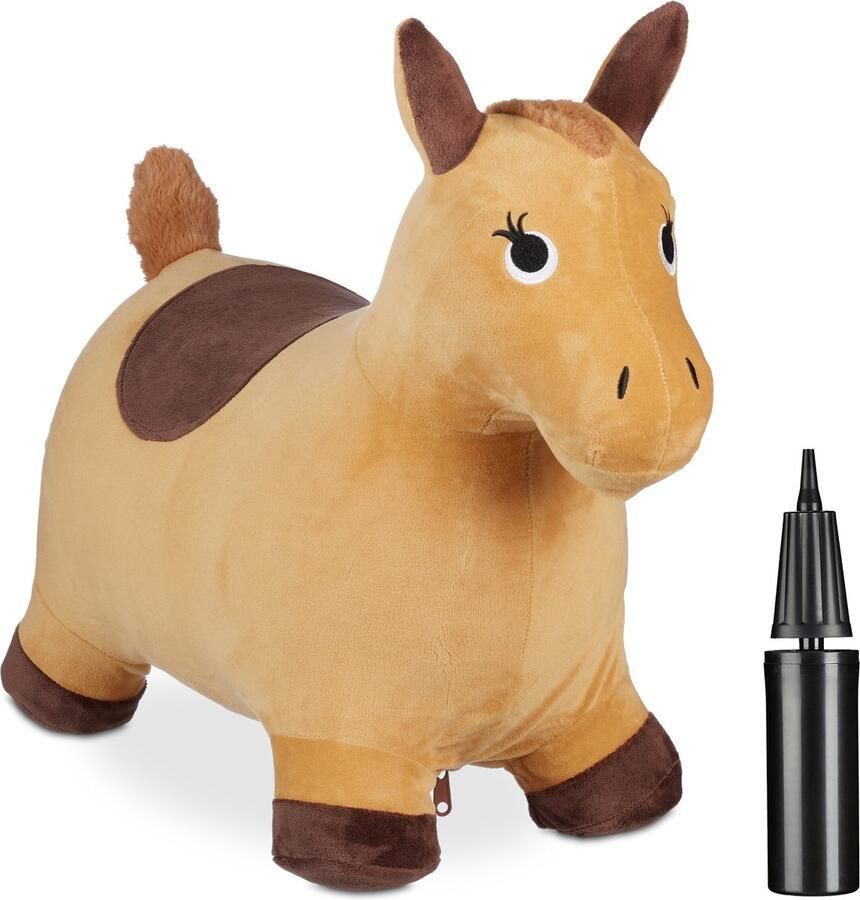 Relaxdays skippy dier paard met hoes skippy opblaas paard tot 50 kg skippybeest