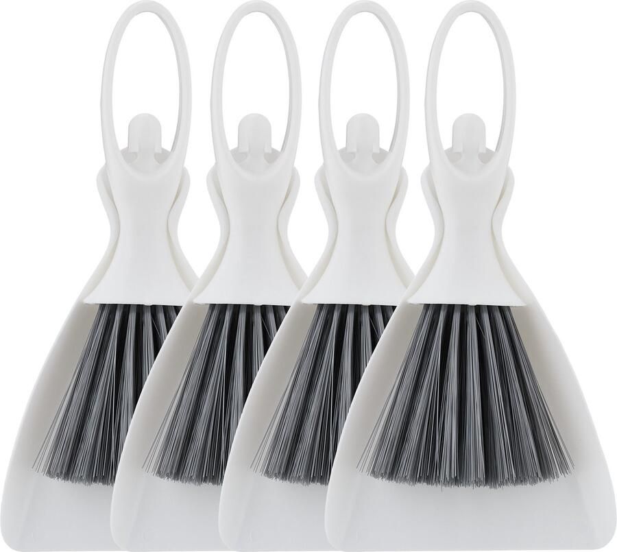 Relaxdays tafelveger met blik set van 4 mini stoffer met blik danseres kunststof