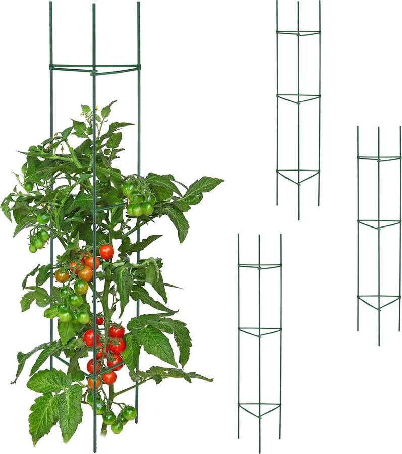 Relaxdays tomatensteun metaal set van 4 90 cm plantensteun staal klimplanten