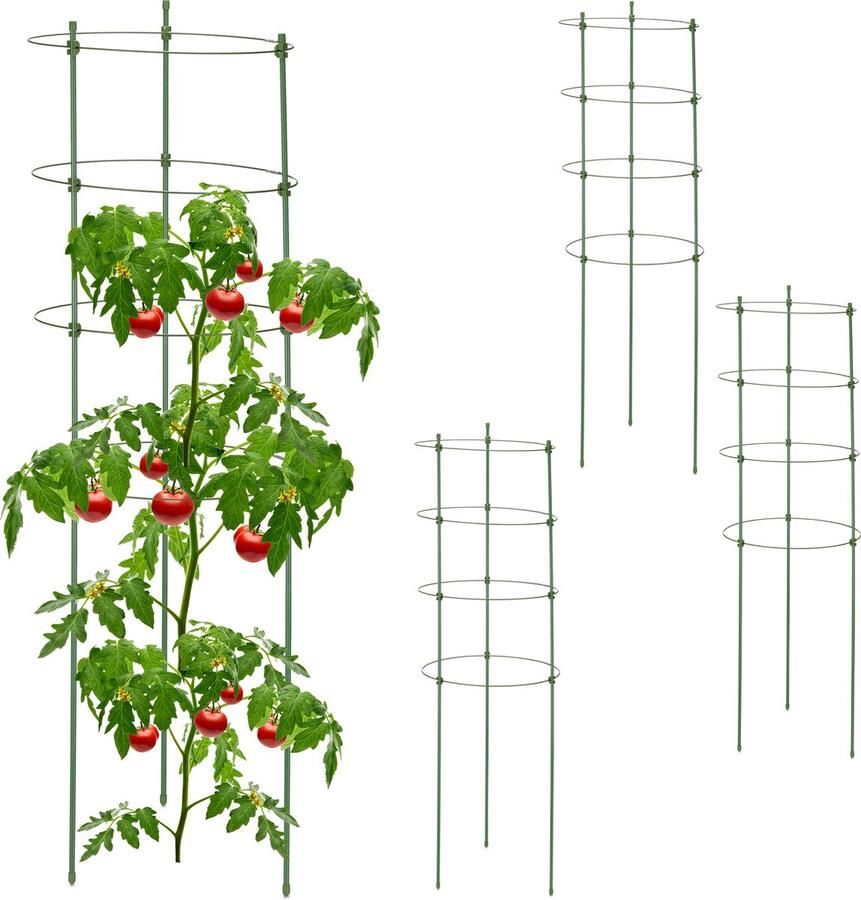 Relaxdays tomatensteun metaal set van 4 91 cm plantensteun klimplanten rond