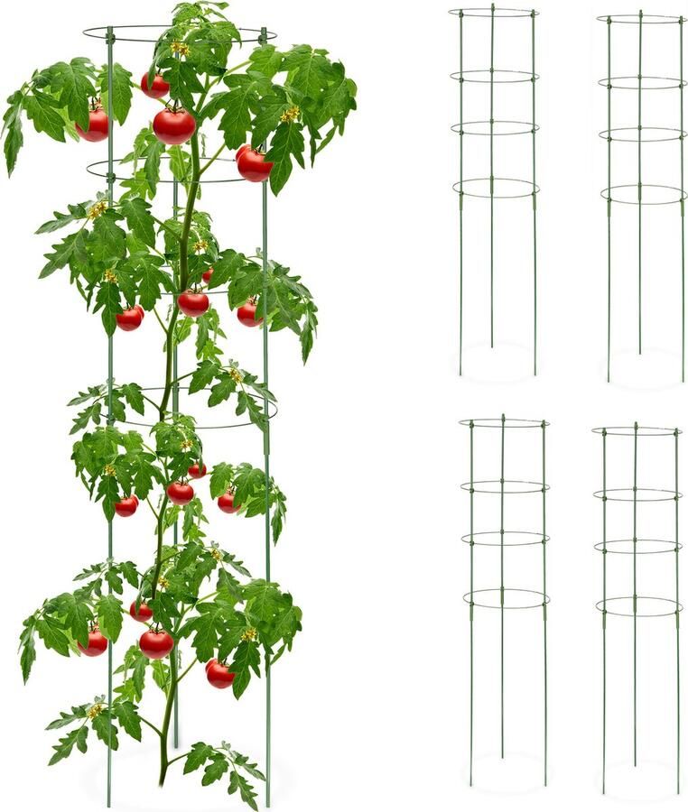 Relaxdays tomatensteun set van 5 plantensteun 120 cm klimhulp voor planten rond