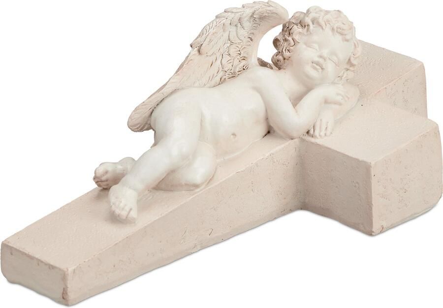 Relaxdays tuinbeeld engel kruis polyresin grafdecoratie beschermengel beeld