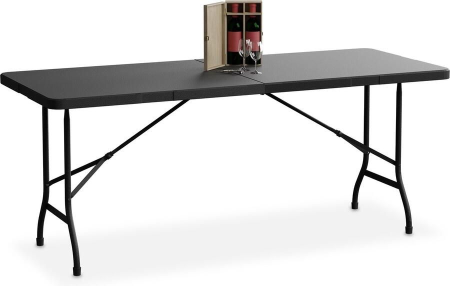 Relaxdays tuintafel buiten eettafel terrastafel campingtafel inklapbaar 180 cm zwart