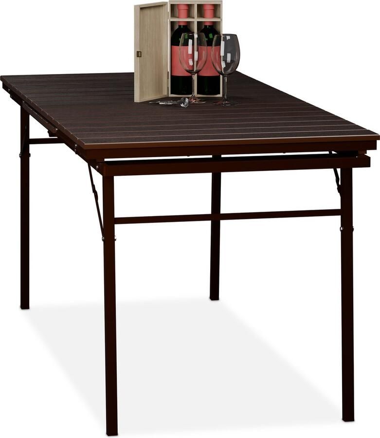Relaxdays tuintafel buitentafel campingtafel eettafel uitschuifbaar inklapbaar bruin