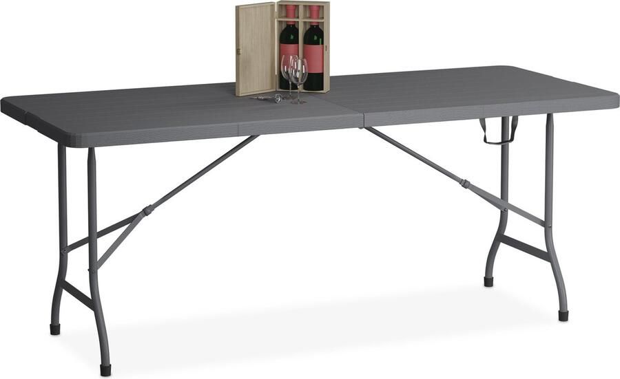 Relaxdays tuintafel eettafel tuin buitentafel biertafel klaptafel buiten 180 cm grijs