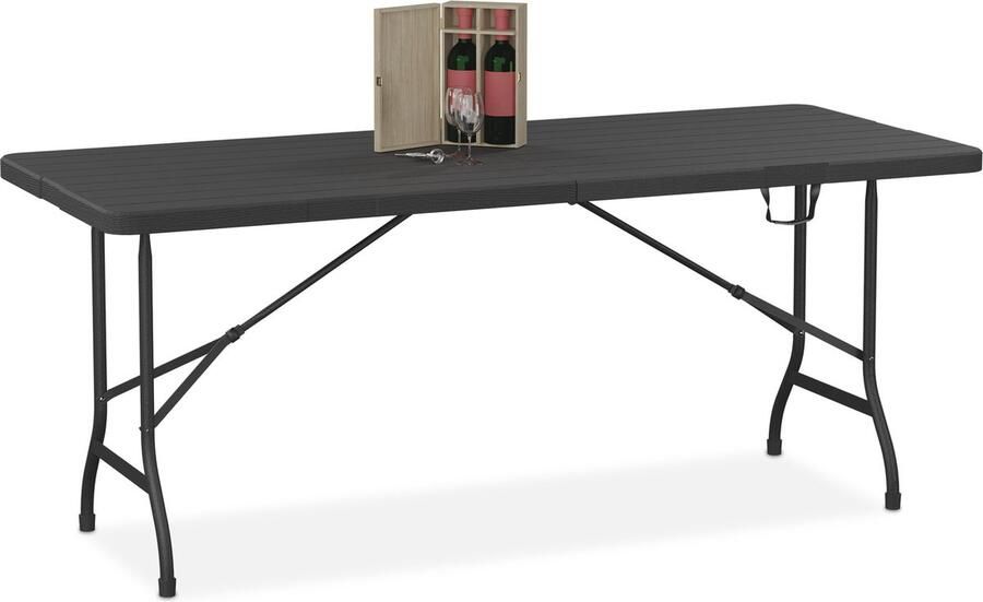 Relaxdays tuintafel eettafel tuin buitentafel biertafel klaptafel buiten 180 cm zwart