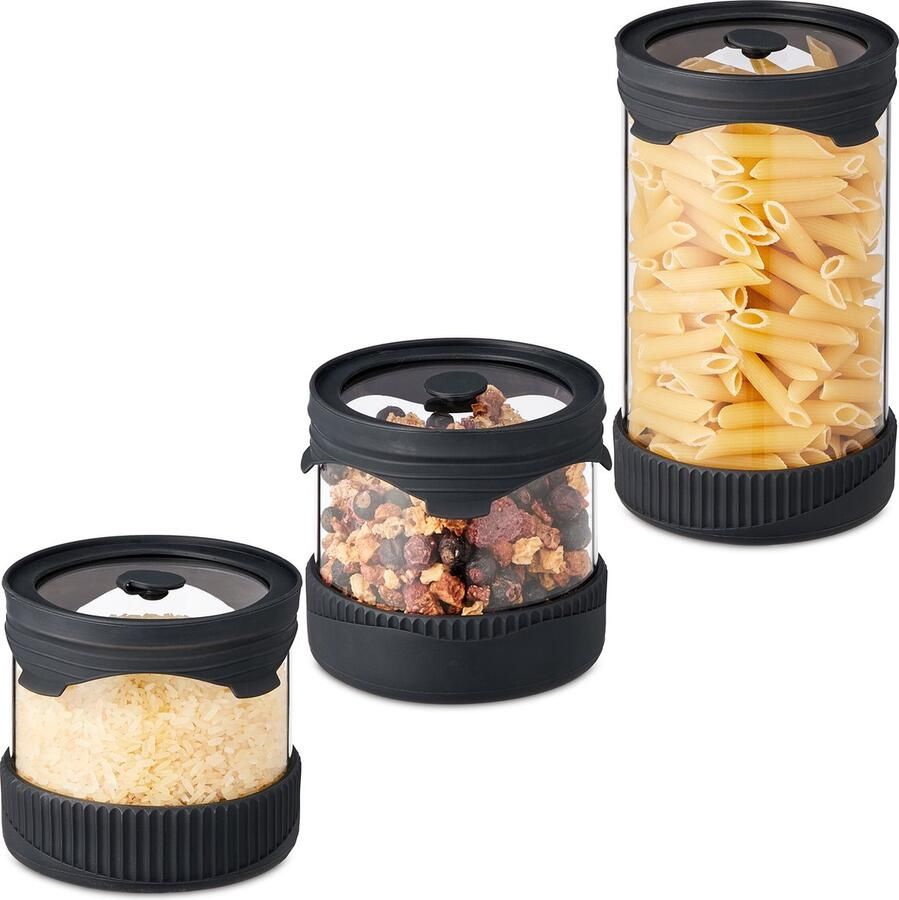 Relaxdays voorraadpotten met deksel 450 ml en 1000 ml 3-delige set overnight oats