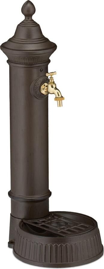 Relaxdays waterzuil antiek buitenkraan gegoten aluminium 72x26x31 cm waterkraan tuin
