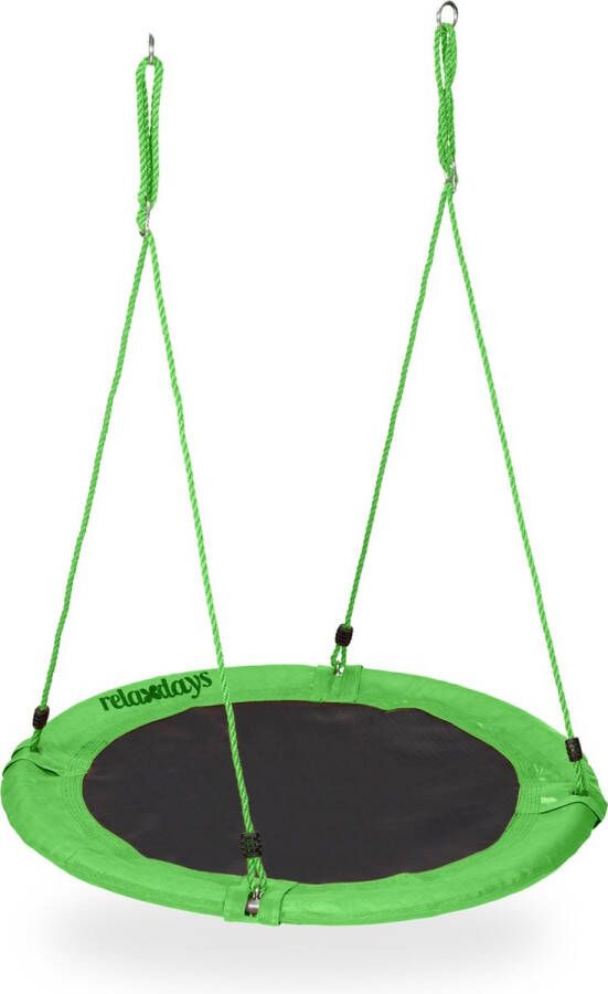 Relaxdays ronde nestschommel 100 cm buitenspeelgoed binnen buiten kinderschommel groen