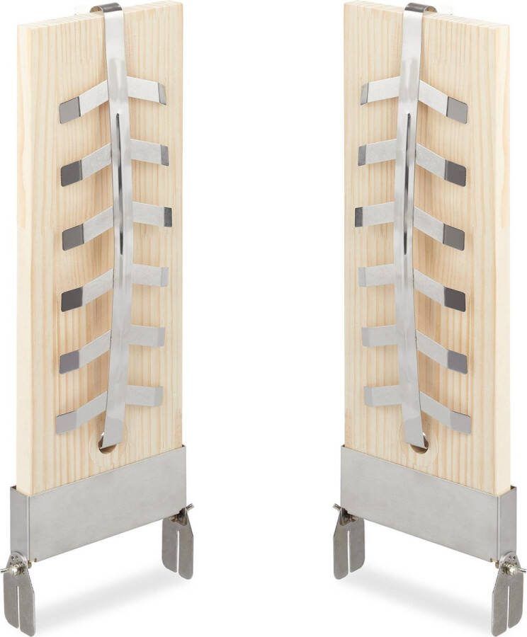 Relaxdays Rookplank bbq zalm set van 2 bbq plank cederhout verstelbaar XXL