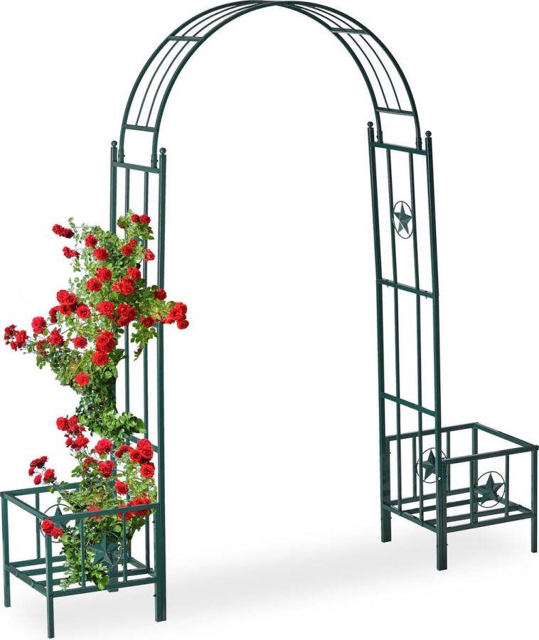 Relaxdays rozenboog met plantenrekken rankhulp metaal tuinboog planten decoratie