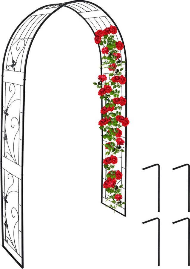 Relaxdays rozenboog metaal grote tuinboog 216 x 125 x 36 cm zwarte plantenboog tuin