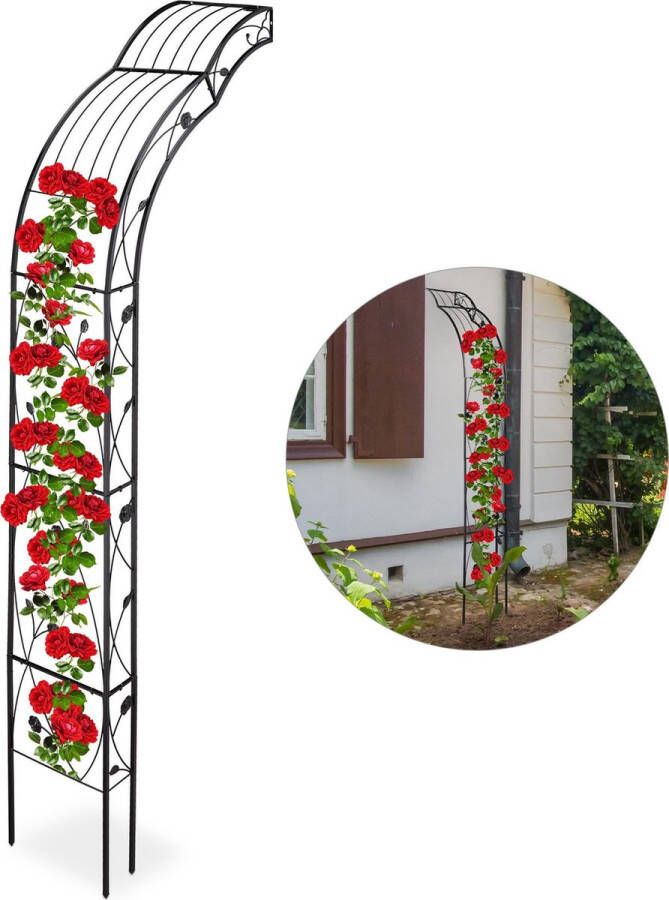 Relaxdays rozenboog muur klimplantenrek plantensteun tuinboog decoratie metaal