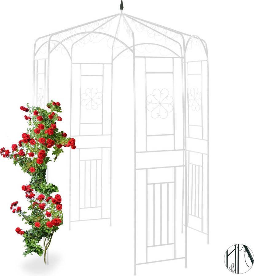 Relaxdays rozenboog paviljoen rozenpaviljoen metaal rankhulp decoratie tuin wit