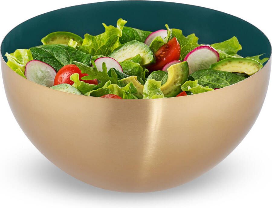 Relaxdays saladeschaal 3 5 liter slakom mengkom Ø 25cm rvs bakken serveren groen