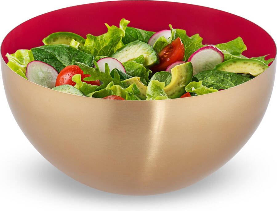 Relaxdays saladeschaal 3 5 liter slakom mengkom Ø 25cm rvs bakken serveren rood
