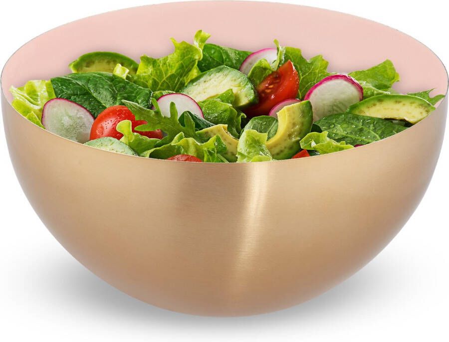 Relaxdays saladeschaal 3 5 liter slakom mengkom Ø 25cm rvs bakken serveren roze