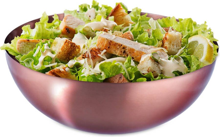Relaxdays saladeschaal slakom ovaal keukenschaal rvs mengkom koper XL