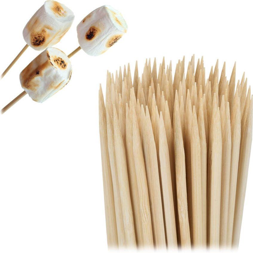 Relaxdays satéprikkers set van 500 satéstokjes bbq fruitstokjes bamboe 40 cm