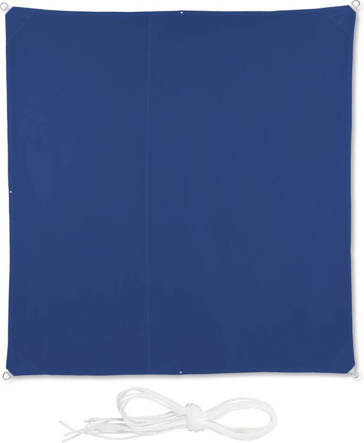 Relaxdays schaduwdoek blauw zonnezeil vierkant zonwering balkon uv-bestendig 3 x 3 m
