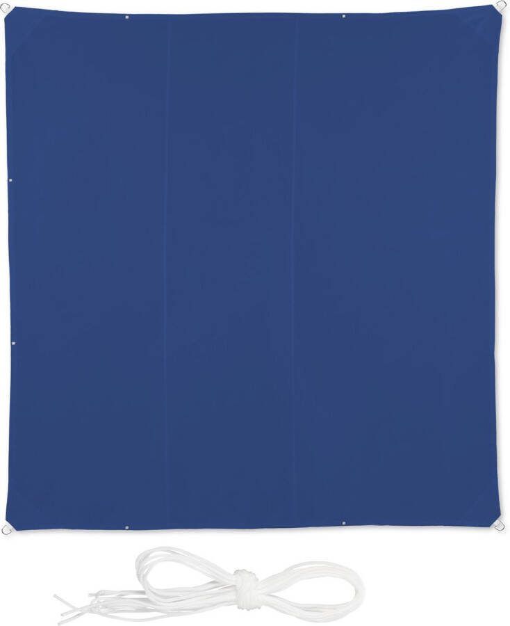 Relaxdays schaduwdoek blauw zonnezeil vierkant zonwering balkon uv-bestendig 4 x 4 m