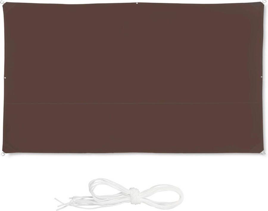 Relaxdays schaduwdoek bruin rechthoekig zonnebescherming zonnezeil weerbestendig 2 x 4 m