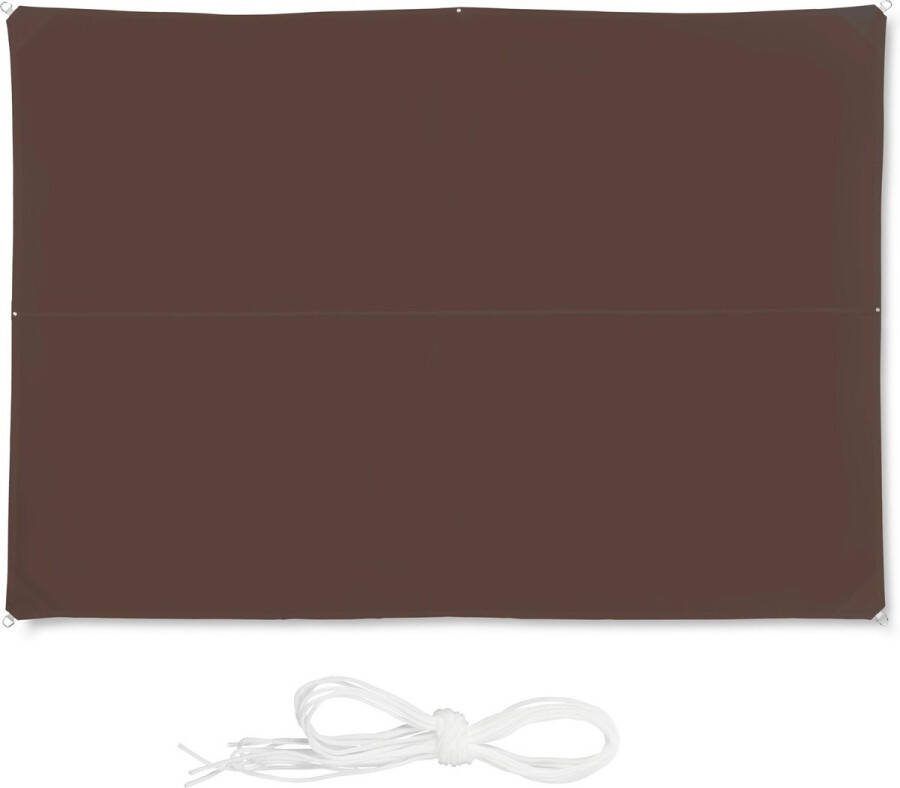 Relaxdays schaduwdoek bruin rechthoekig zonnebescherming zonnezeil weerbestendig 3 x 4 m