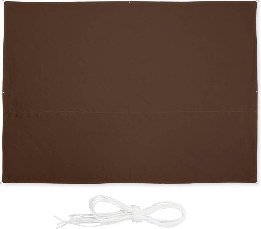 Relaxdays Schaduwdoek bruin zonnescherm rechthoekig zonwering zonnezeil tuin 2 5 x 3 5 m
