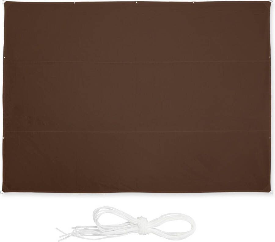 Relaxdays Schaduwdoek bruin zonnescherm rechthoekig zonwering zonnezeil tuin 4 5 x 5 m