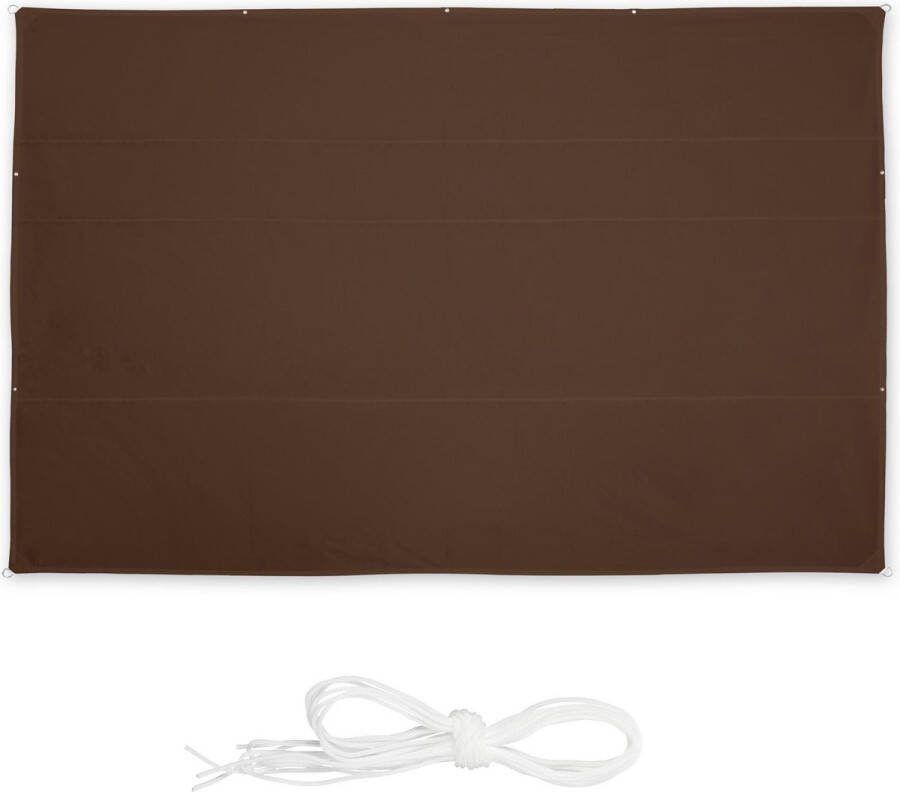 Relaxdays Schaduwdoek bruin zonnescherm rechthoekig zonwering zonnezeil tuin 5 x 7 m