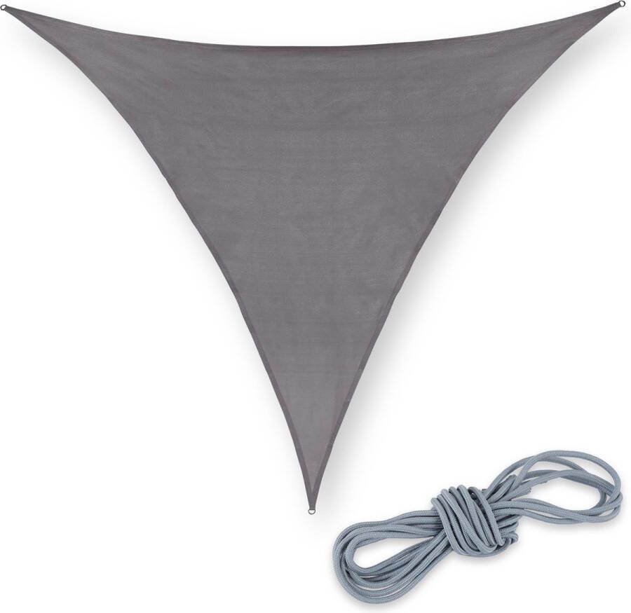 Relaxdays Schaduwdoek driehoek HDPE zonweringdoek concaaf privacydoek grijs 3 x 3 x 3 m
