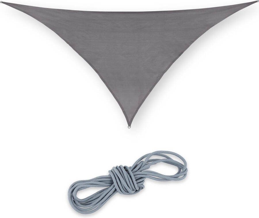 Relaxdays Schaduwdoek driehoek HDPE zonweringdoek concaaf privacydoek grijs 3 x 3 x 4 25 m