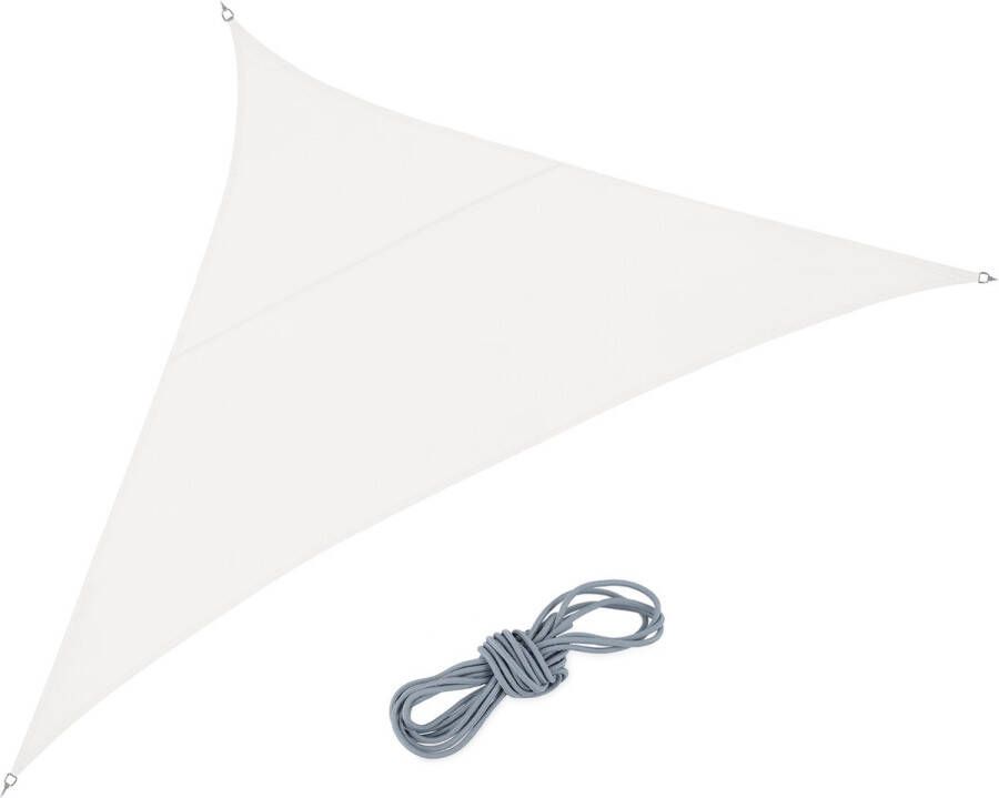 Relaxdays Schaduwdoek driehoek PES zonnezeil scheurvast waterafstotend wit