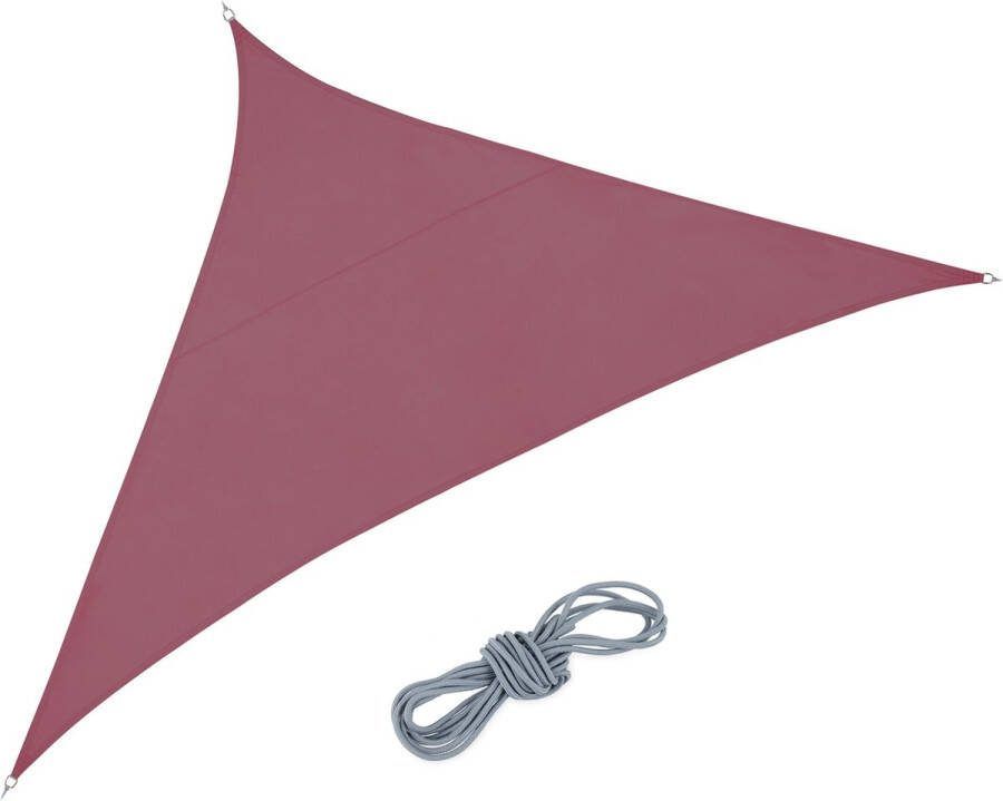 Relaxdays Schaduwdoek driehoek zonnezeil concaaf PES waterafstotend bordeaux 3 x 3 x 4 25 m