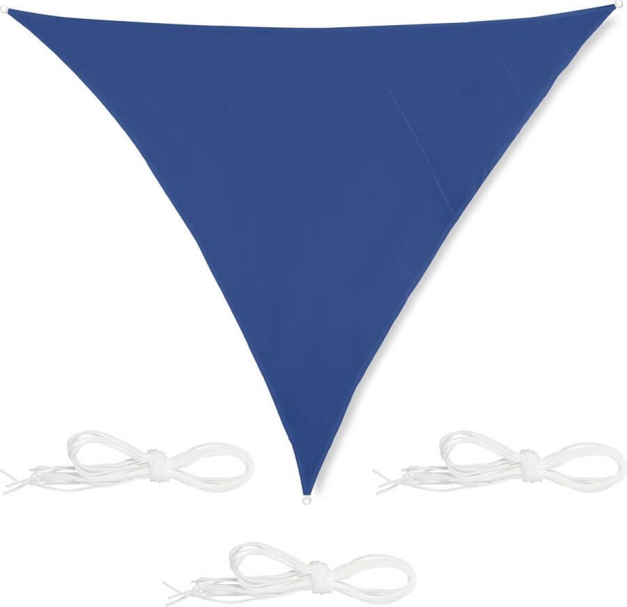 Relaxdays Schaduwdoek driehoek zonwering doek spanzeil div. groottes donkerblauw 4 x 4 x 4 m