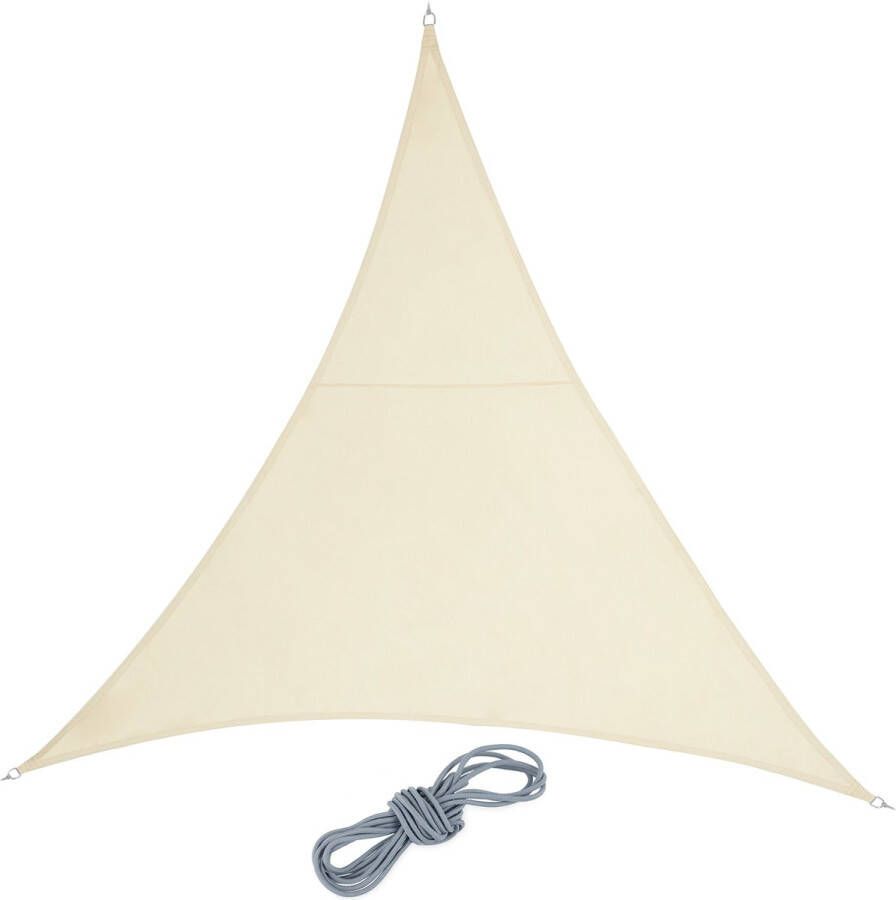 Relaxdays Schaduwdoek driehoek zonwering polyester zeil uv-bestendig beige 3 x 3 x 3 m