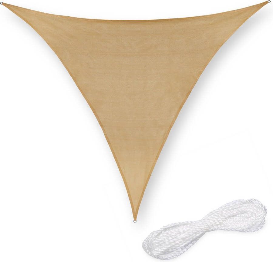 Relaxdays schaduwdoek driehoekig HDPE zonnedoek concaaf verschillende groottes beige 4 x 4 x 4 m