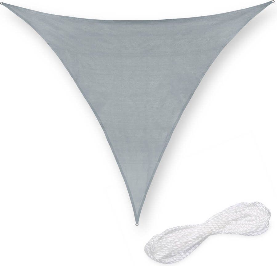 Relaxdays schaduwdoek driehoekig HDPE zonnedoek concaaf verschillende groottes lichtgrijs 4 x 4 x 4 m