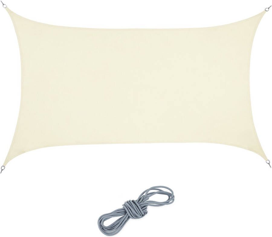 Relaxdays Schaduwdoek PES rechthoekig zonwering concaaf waterafsotend wit 2 x 3 m