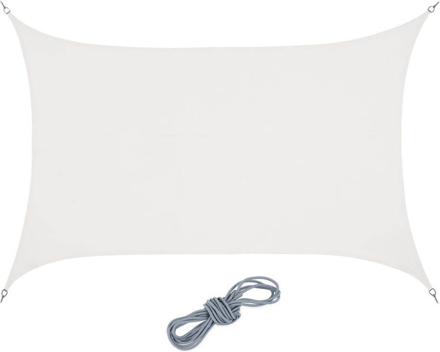 Relaxdays Schaduwdoek PES rechthoekig zonwering concaaf waterafsotend wit 4 x 6 m