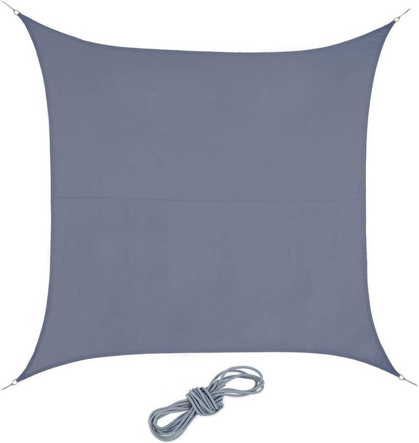 Relaxdays schaduwdoek PES vierkant concaaf uv-bestendig zonnezeil donkergrijs 3 x 3 m