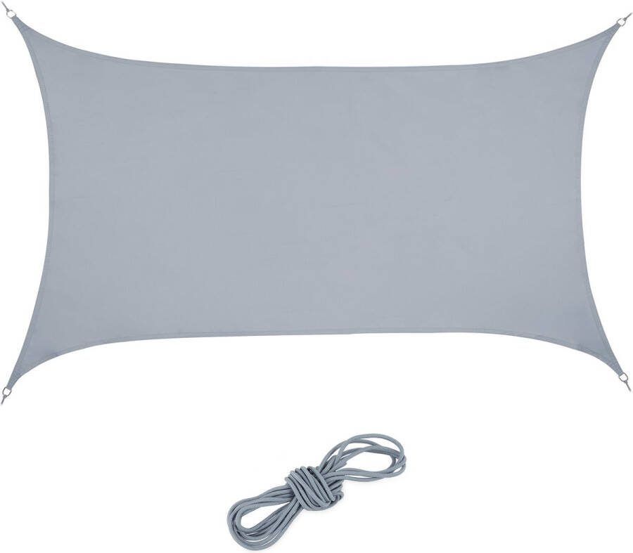 Relaxdays schaduwdoek PES zonnedoek rechthoek concaaf waterafstotend lichtgrijs 2 x 3 m