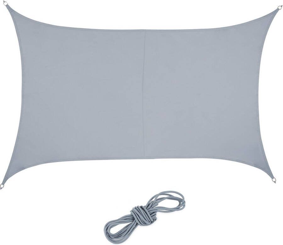Relaxdays schaduwdoek PES zonnedoek rechthoek concaaf waterafstotend lichtgrijs 3 x 4 m
