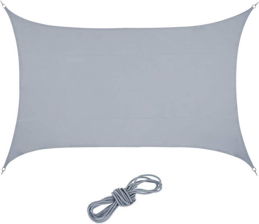 Relaxdays schaduwdoek PES zonnedoek rechthoek concaaf waterafstotend lichtgrijs 5 x 7 m