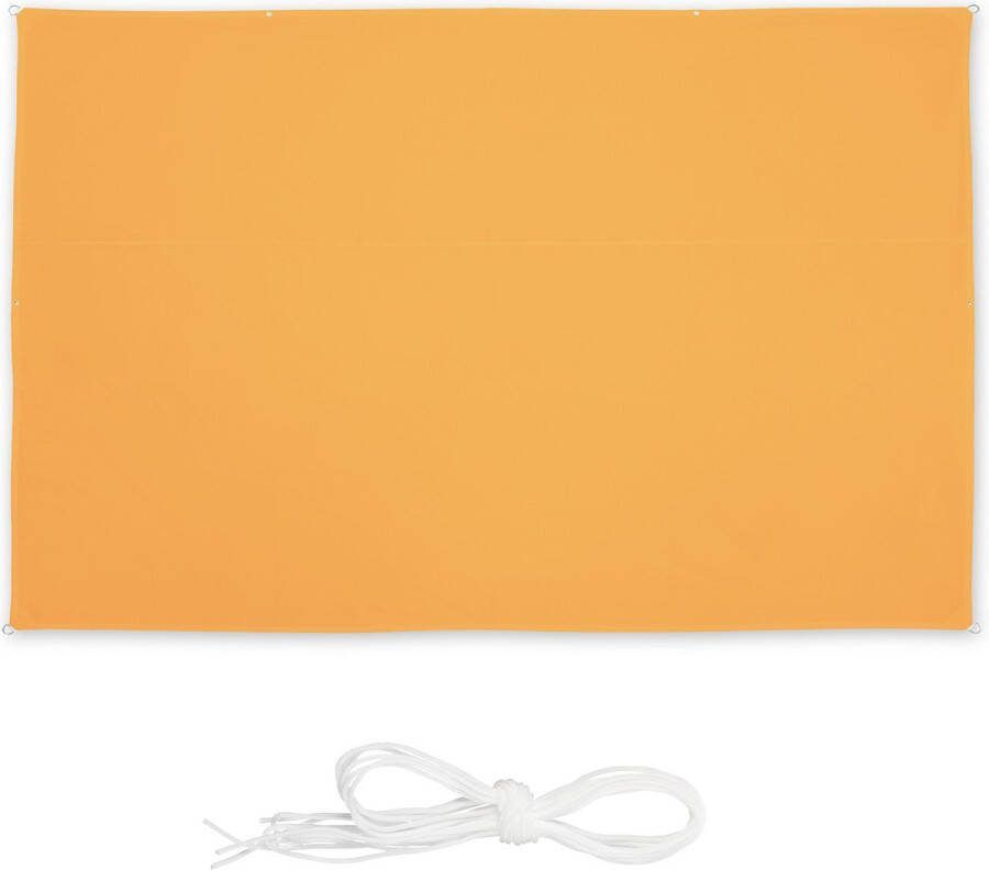 Relaxdays Schaduwdoek rechthoek zonwering div. groottes met ogen zonnedoek geel 2 x 4 m