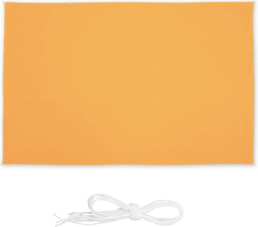 Relaxdays Schaduwdoek rechthoek zonwering div. groottes met ogen zonnedoek geel 4 x 6 m