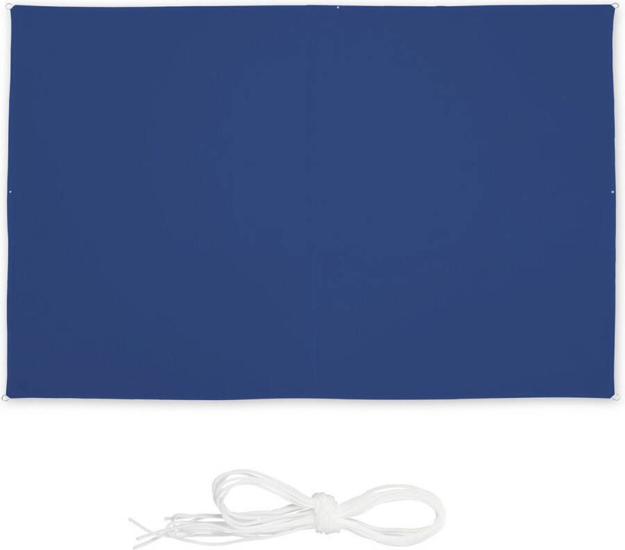Relaxdays Schaduwdoek rechthoek zonweringdoek scheurvast met ogen spanzeil blauw 2 x 3 m