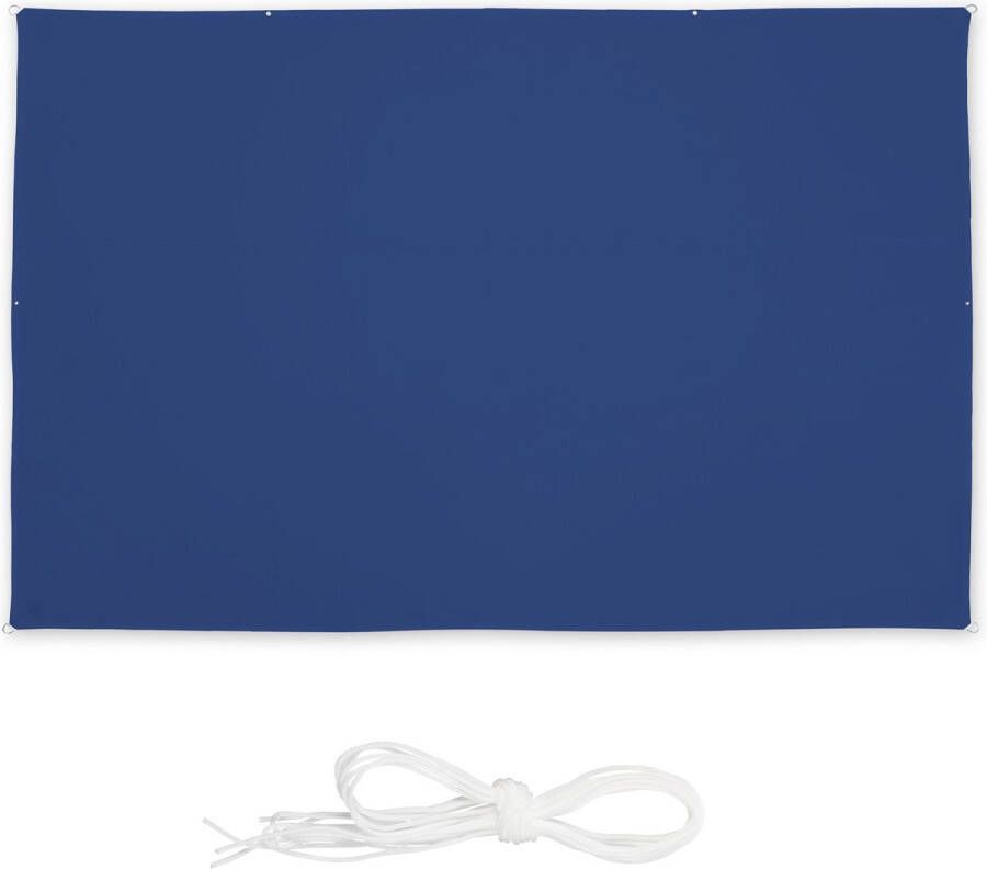 Relaxdays Schaduwdoek rechthoek zonweringdoek scheurvast met ogen spanzeil blauw 2 x 4 m